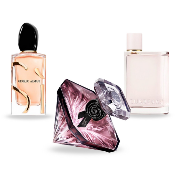 Coffret Trésor Lumineux – La Nuit Trésor de Lancôme, Burberry Her de Burberry et Sì Intense de Giorgio Armani [100 ml]