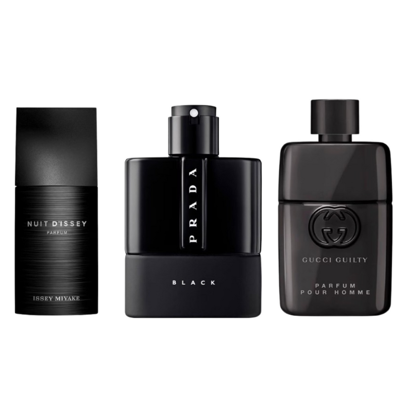 Coffret Vibe Nocturne – Nuit d’Issey d’Issey Miyake, Luna Rossa Black de Prada et Gucci Guilty Parfum Pour Homme de Gucci [100 ml]
