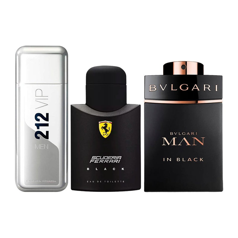 Coffret Élégance Nocturne – 212 VIP, Ferrari Black et Bvlgari In Black [100 ml]